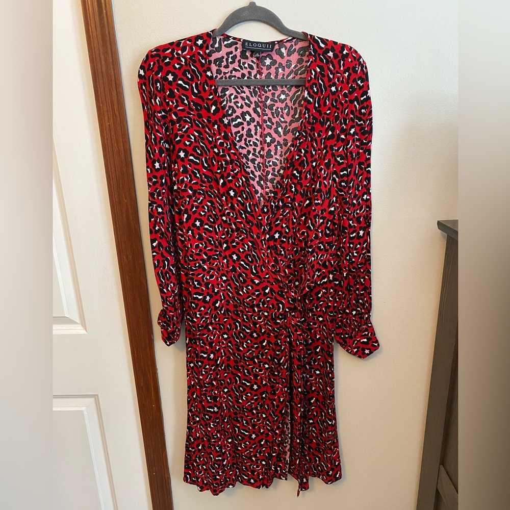 ELOQUII Leopard Print Wrap Dress